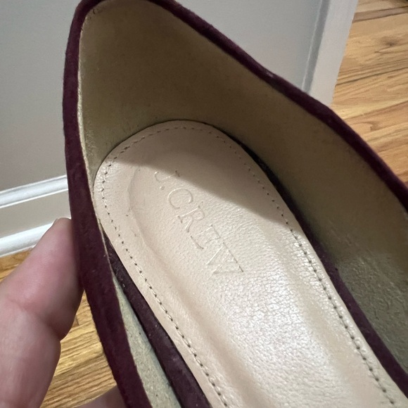 J. Crew D'Orsay Pointed Toe Leather Suede Flats in Burgundy (Size 8) - Picture 4 of 6